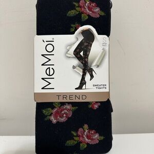 MeMoi Black Floral Sweater Tights Women’s Size Small